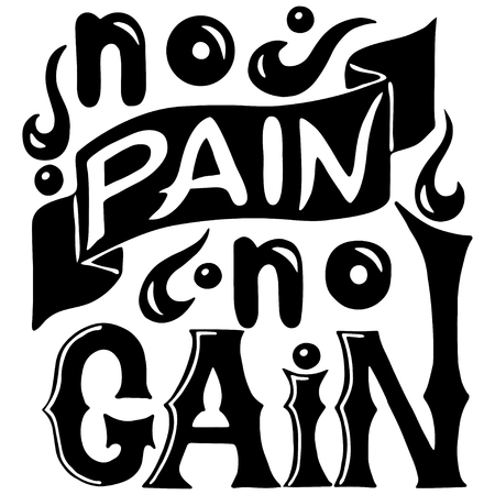 Sport lettering slogan No pain no gain. Fitness motivation quote. Vector textのイラスト素材