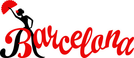 Hand drawn brush calligraphy of Barcelonaのイラスト素材