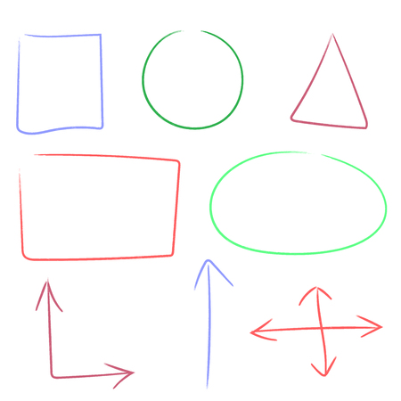 Set of colorful marker figures and arrows for text and presentationsのイラスト素材