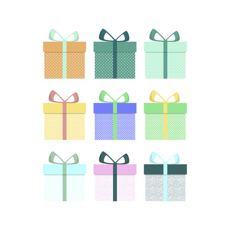 Set of colorful gift boxes for different occasions on a white backgroundのイラスト素材