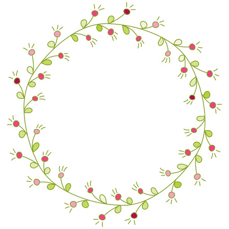 Doodle illustration. Hand drawn frame. Vintage set of doodle wreath. Great design for any purposes. Isolated vector. Hand drawn doodle. Vector floral design card. Sketch vector illustrationのイラスト素材