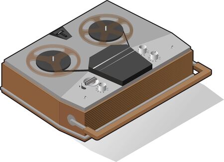 Classic 3d illustration with record player for concept design. Digital technology concept, vector illustration. Graphic isometric design element. Media player sign 3d technology style. Vector vintageのイラスト素材