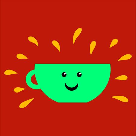 Coffee mug with smile vector. Morning coffee vector illustration. Tea cup with smileのイラスト素材