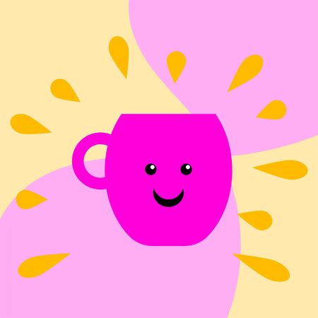 Coffee mug with smile vector. Morning coffee vector illustration. Tea cup with smileのイラスト素材