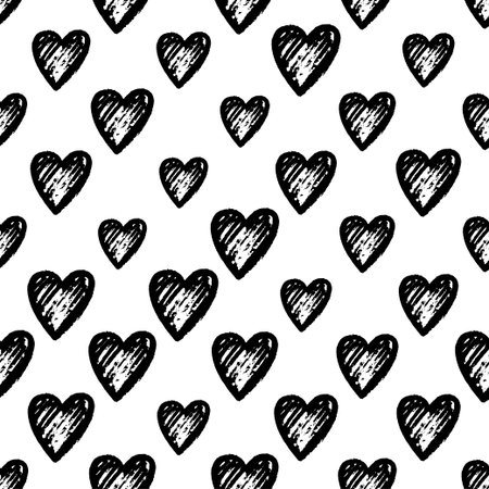 Retro seamless pattern. Vector isolated heart. Modern simple design. Abstract template.