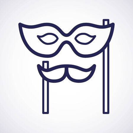 Carnival mask. Carnival festival vector design. Mustache mask. Vector art. Icon design. Line art icon. Holiday party celebration. Isolated symbolのイラスト素材