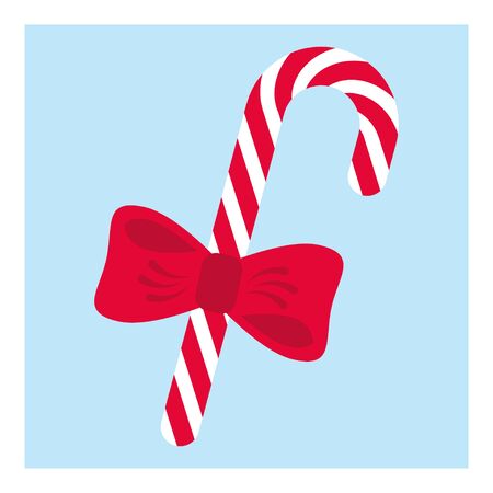 Icon with candy cane. Color simple design. Colorful vector illustration. Holiday greeting card. Merry christmas holiday. Graphic vector illustration. Red and white candy caneのイラスト素材