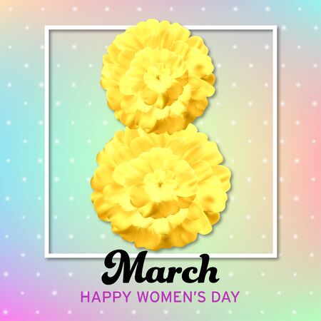 Beautiful illustration with international women's day. International women's day in vintage style. 8 march. Floral wedding card. Romantic postcard. Vector design template. Greeting cardのイラスト素材