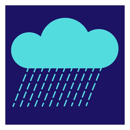 Modern icon illustration of cloud with rain on blue backdrop. Blue background. Vector icon. Graphic vector art. Simple element illustration. Social media web banner.のイラスト素材