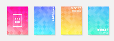 Set of minimal covers vector design. Colorful gradient. Cool modern gradient background design. Cover layout template. Minimal poster template. Modern abstract vector illustration. Geometric posterのイラスト素材