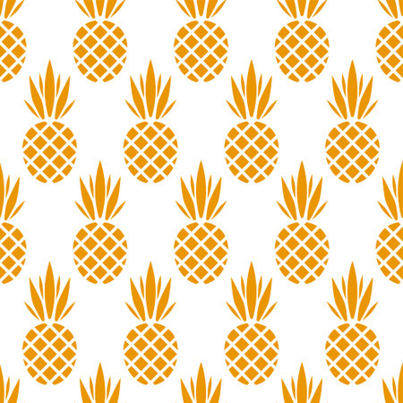 Abstract vector seamless pattern with pineapples. Modern fruit background with colorful pineapple or ananas. Tropical backdrop. Vector tropical nature ananas seamless pattern. Sweet fruit printのイラスト素材