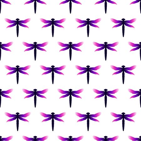 Abstract seamless pattern with dragonflies on light background. Modern template for fabric design with dragonflies. Seamless vector template. Cartoon vector illustration. Colorful modern backgroundのイラスト素材