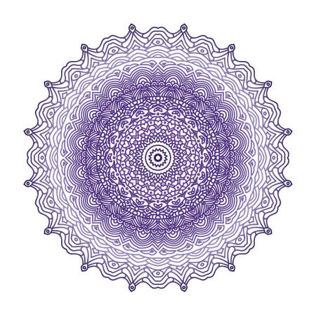 Floral mandala in ethnic style on white background. Round flower mandala on white isolated background. Abstract indian ornament. Decorative ornament in ethnic oriental style.のイラスト素材