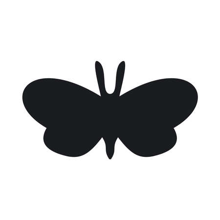 Silhouette of Black Butterfly in vintage style. Isolated vector black silhouette butterfly image. Logo element illustration. Creative decorative vector illustration.のイラスト素材
