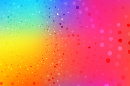 Abstract poster background for banner design with bright glowing particles. Futuristic graphic vector dots design. Modern art template. Abstract neon halftone background. Glowing neon dots backdropのイラスト素材