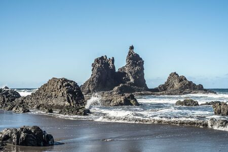 Playa Benijo beach Tenerife spain rockの写真素材