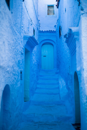 Blue door Chefchaouen Morocco tourism