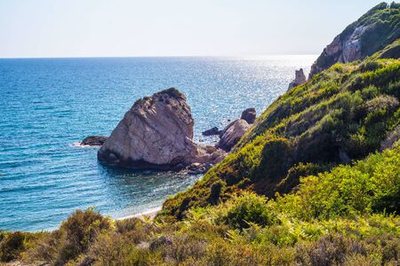 Rock in Mediterranean sea Greeceの写真素材