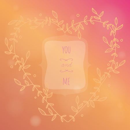 Colorful wedding template with a heart-shaped wreath  EPS 10  Transparency  Gradients のイラスト素材