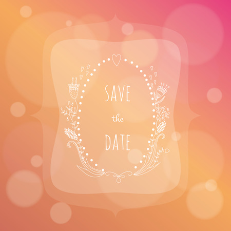 Hand drawn wedding invitation on colorful background  EPS 10  Transparency  Gradients のイラスト素材