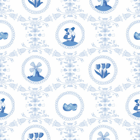 Delft blue seamless pattern  EPS 10  No transparency  No gradients のイラスト素材