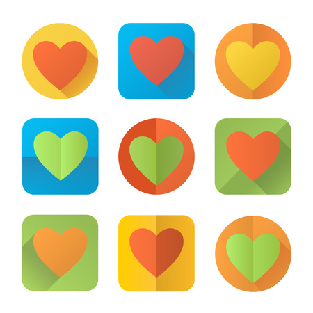 Colorful heart icons  flat design  No transparency  Gradients のイラスト素材