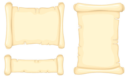 Set of old paper scrolls isolated on white background.  No transparency. No gradients.のイラスト素材
