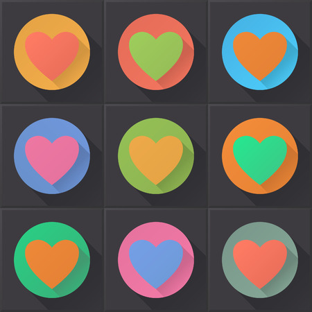 Colorful heart icons set (flat design). のイラスト素材
