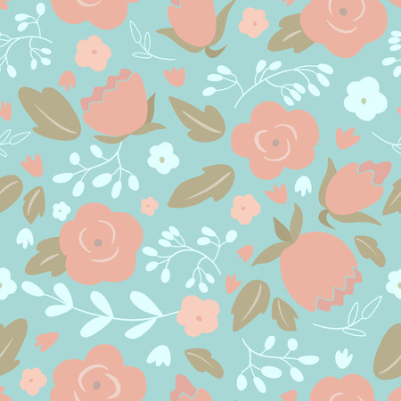 Seamless floral pattern with roses.のイラスト素材