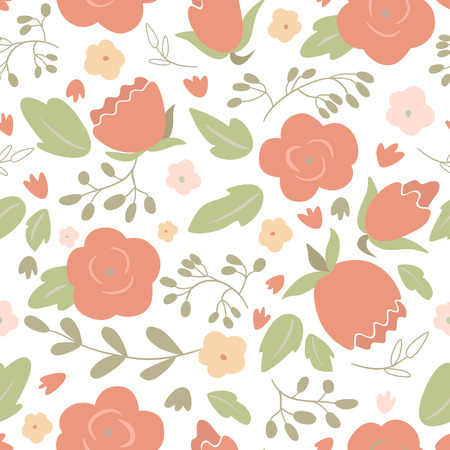 Seamless floral pattern with roses.のイラスト素材