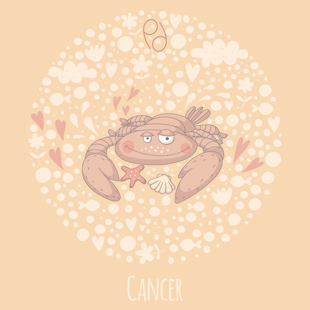 Cartoon illustration of the crab (Cancer).のイラスト素材