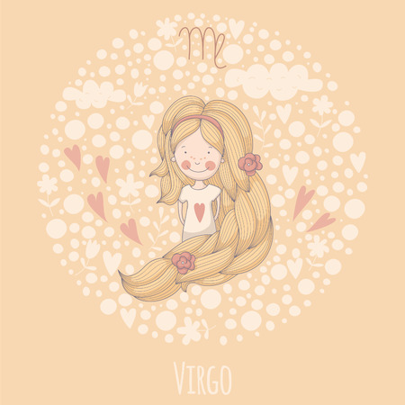 Cartoon illustration of the maiden (Virgo). のイラスト素材