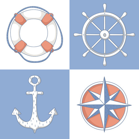 Set of nautical symbols.のイラスト素材