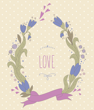 Beautiful summer wreath.  No transparency. No gradients.のイラスト素材