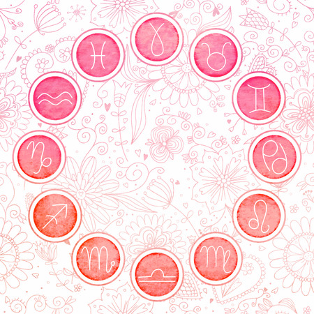 Watercolor zodiac signs set. のイラスト素材