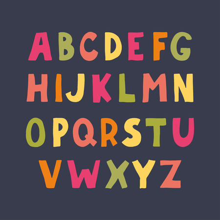 Colorful hand drawn doodle sans serif alphabetのイラスト素材