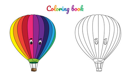 Coloring page for children with cartoon balloon characterのイラスト素材