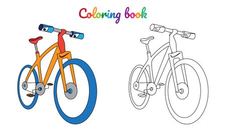 Coloring page for children with cartoon bike characterのイラスト素材