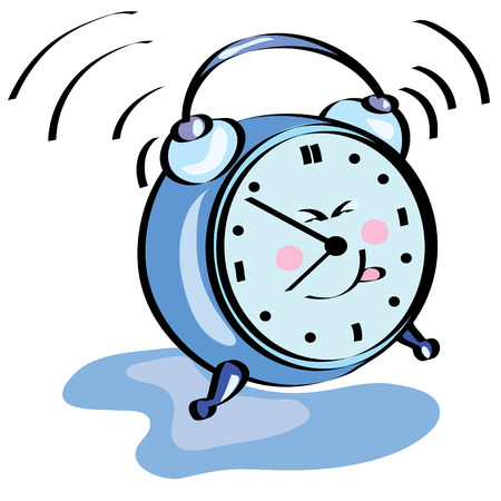 painted happy alarm clock ringingのイラスト素材