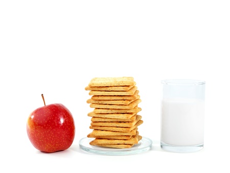 Healthy breakfast, isolated on white の写真素材