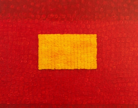 Red painting with rice の写真素材