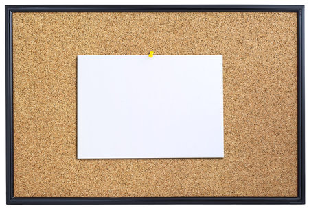 Corkboard with sheet of paper pinned の写真素材