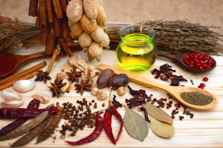 Dried spices assortment close-up の写真素材