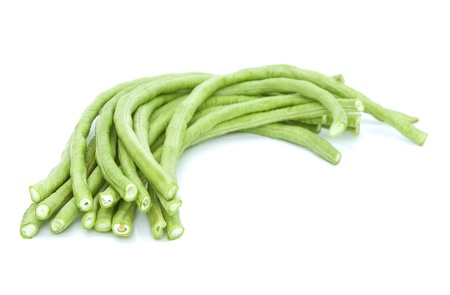Long green beans isolated on white.の写真素材