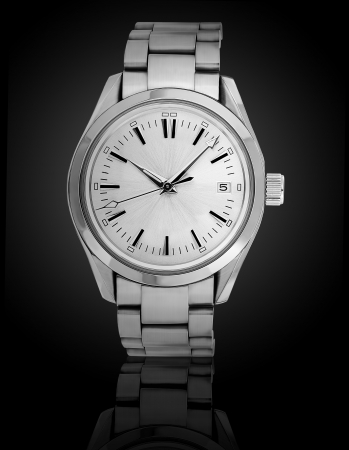 Wrist watch isolated on black background の写真素材