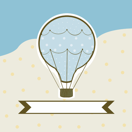 Sweet hot air balloon on a colored background with a sign for textのイラスト素材