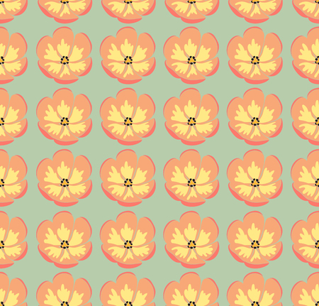 Floral seamless pattern with tulips. Vector background in pastel colors. Can be used for wallpaper, pattern fills, surface textures, scrapbooking.のイラスト素材