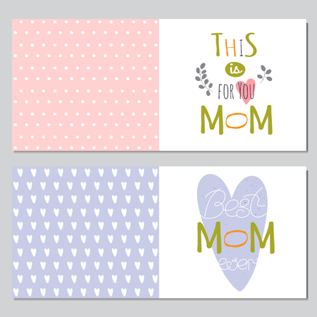 Vector Mothers Day set of horizontal banner templates. Colorful banners with floral bouquets and hand drawn lettering. For greeting cards, posters, brochures, invitations, scrapbooking, calendars.のイラスト素材