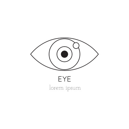 eye thin line icon, logo template illustration. Part of Organ Donation set. Black on white pictogram, healthcare medicine isolated symbol. Simple mono linear modern design.のイラスト素材