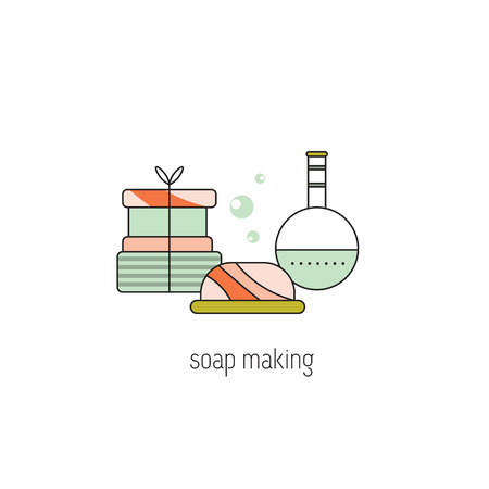 Soap making line iconのイラスト素材
